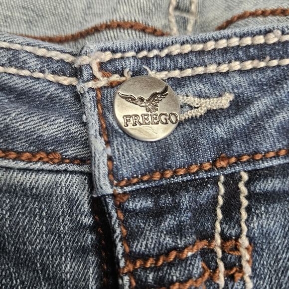 Freego women’s Denim Blue Washed Jeans size 32 low jegging slim Skinny Leg - Picture 14 of 16